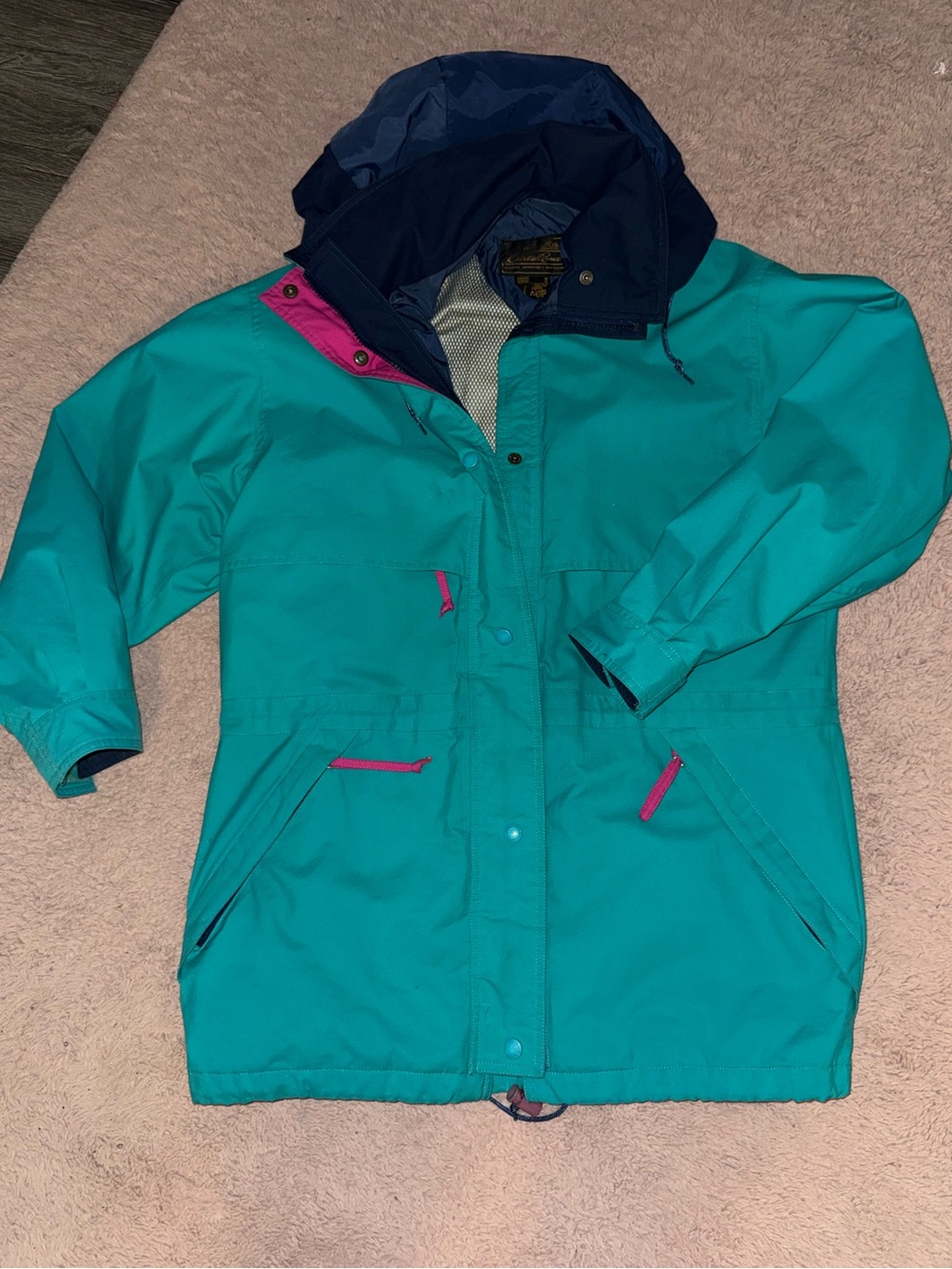 Eddie Bauer Hooded Ski Jacket in Green & Pink